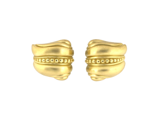 54532 - Circa 1981 Kieselstein Cord Gold Swirl Design Earrings