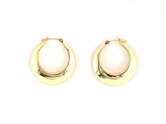 54535 - Gold Hollow Tapered Crescent Moon Hoop Earrings