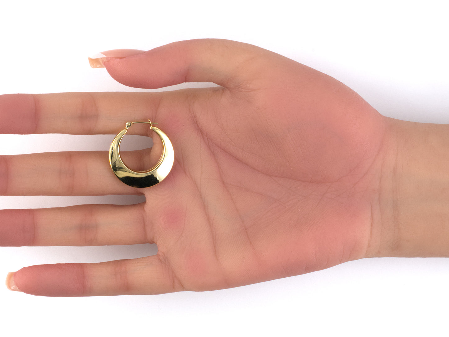 54535 - Gold Hollow Tapered Crescent Moon Hoop Earrings