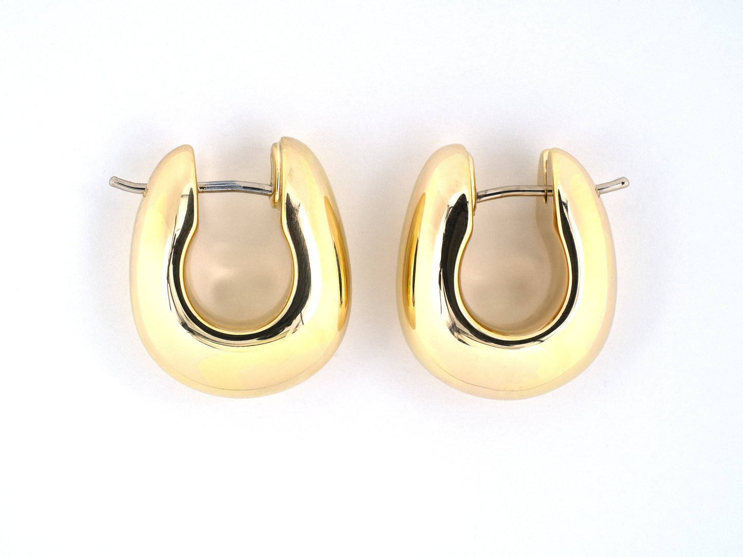 54536 - Gold Hollow Oval "U" Shaped Hoop Earrings