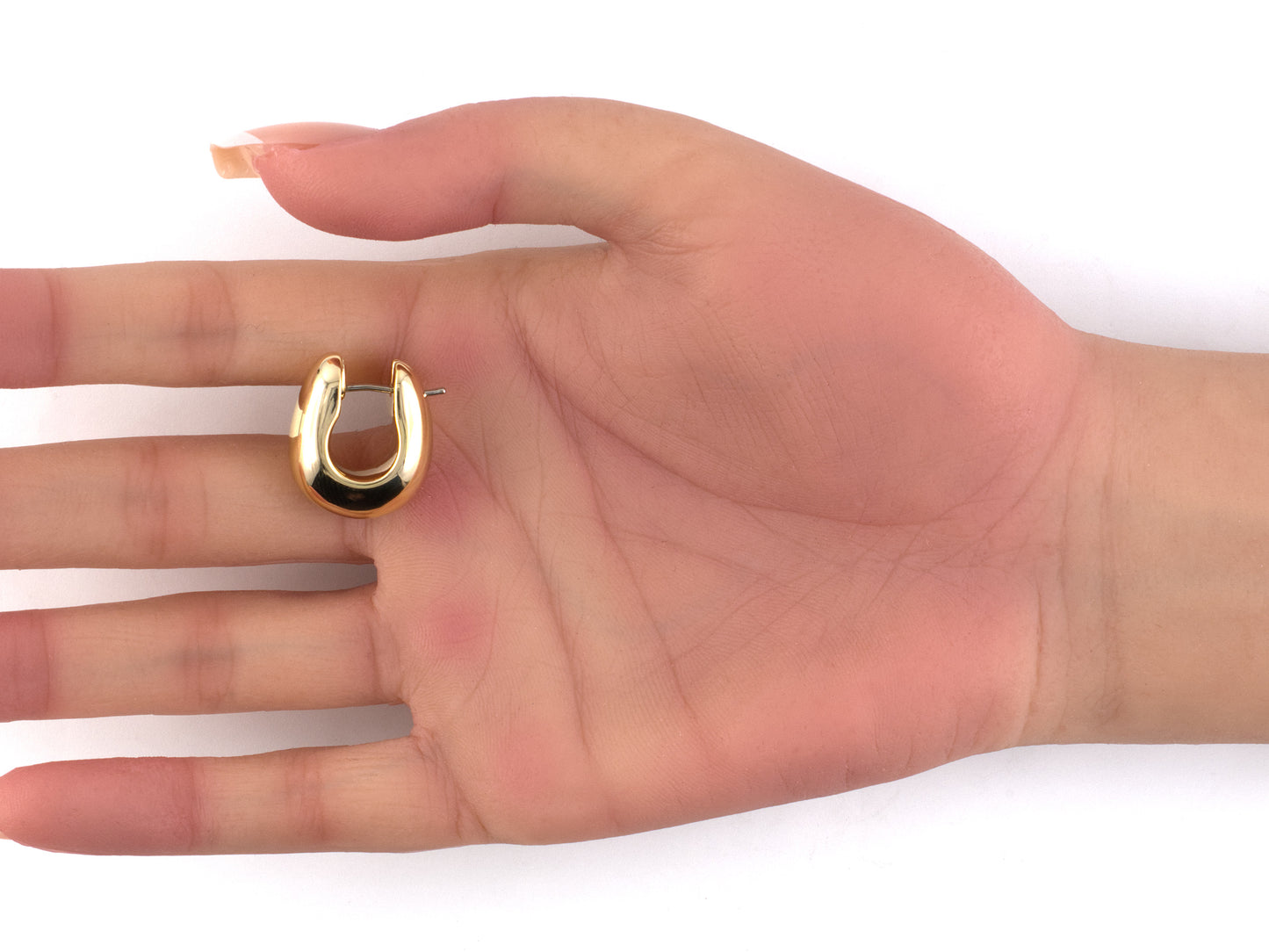 54536 - Gold Hollow Oval "U" Shaped Hoop Earrings