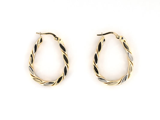 54538 - Gold Corrugated Hollow Twisted Oval Hoop Earrings