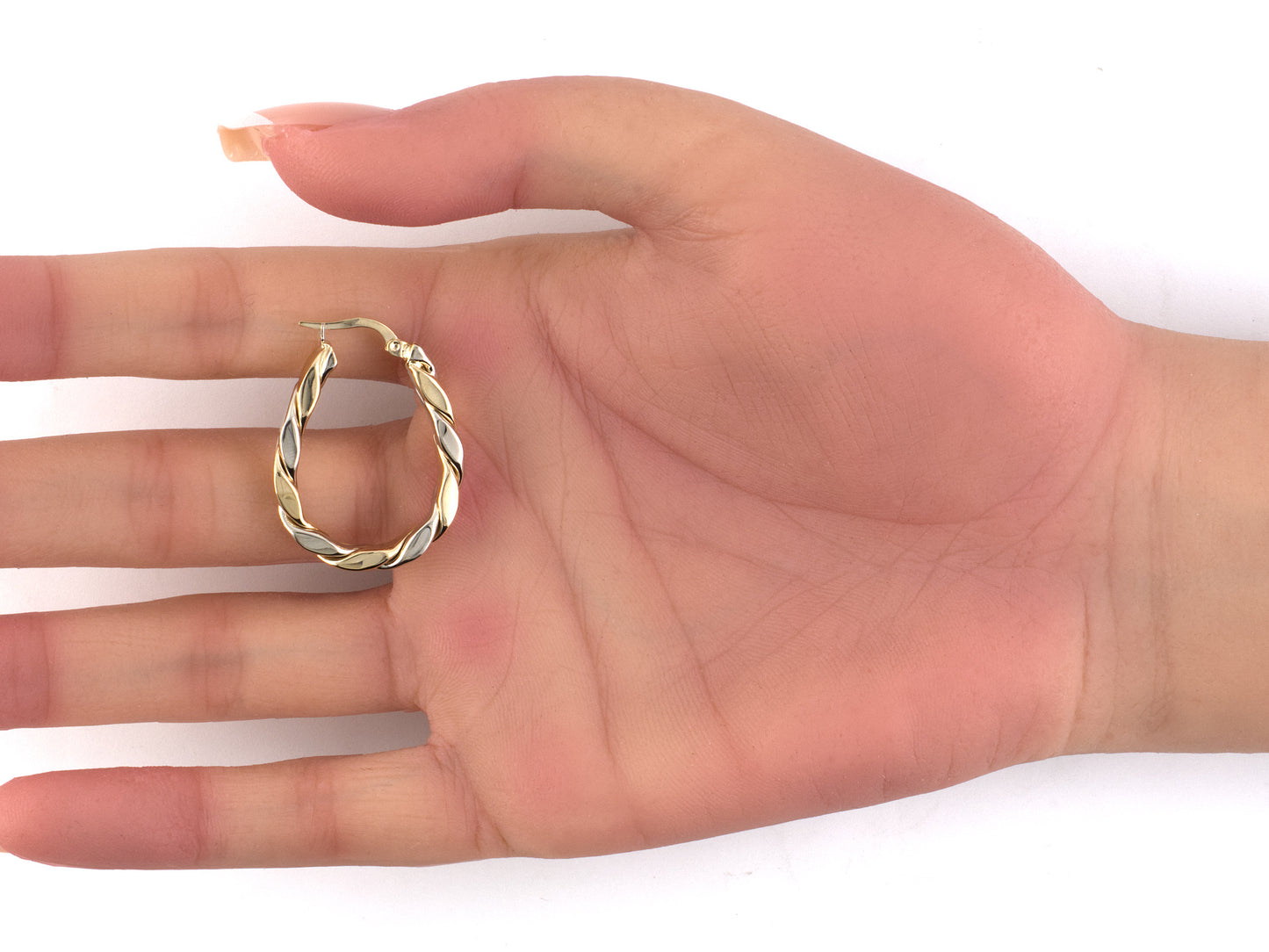 54538 - Gold Corrugated Hollow Twisted Oval Hoop Earrings