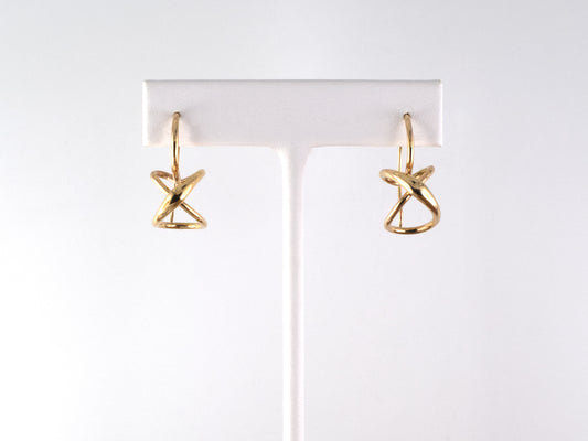 54539 - Ed Levin Gold Sterling Silver Secret Heart Hugs & Kisses Drop Earrings