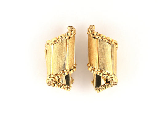 54541 - Circa 1950 Gold Florentine Scroll Earrings