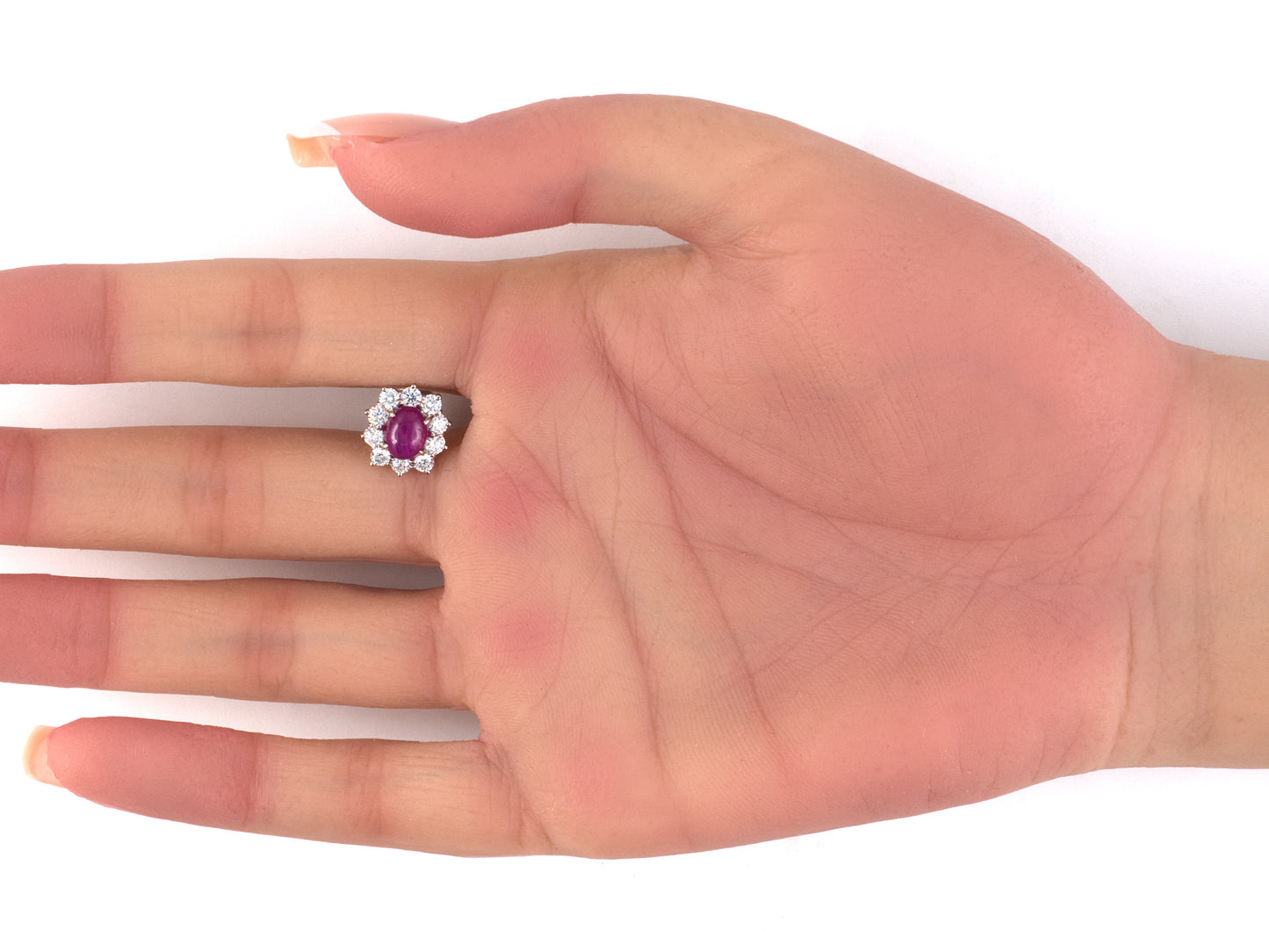 54543 - Platinum AGL Star Ruby Diamond Cluster Earrings