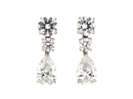 54547 - Cerro Platinum Diamond GIA Wire Setting Dangle Drop Earrings