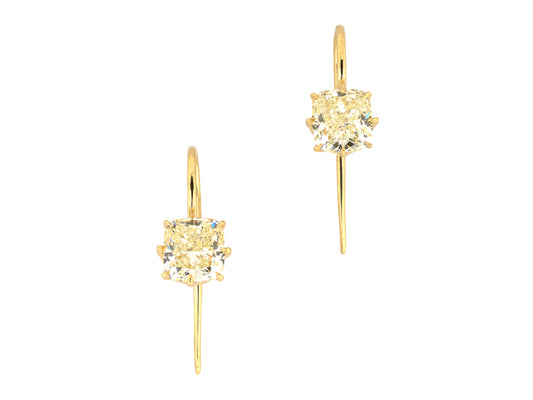 54553 - Gold GIA Diamond 8-Prong Kidney Wire Stud Earrings