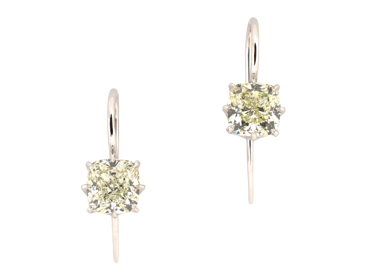 54554 - Platinum GIA Diamond 8-Prong Kidney Wire Stud Earrings
