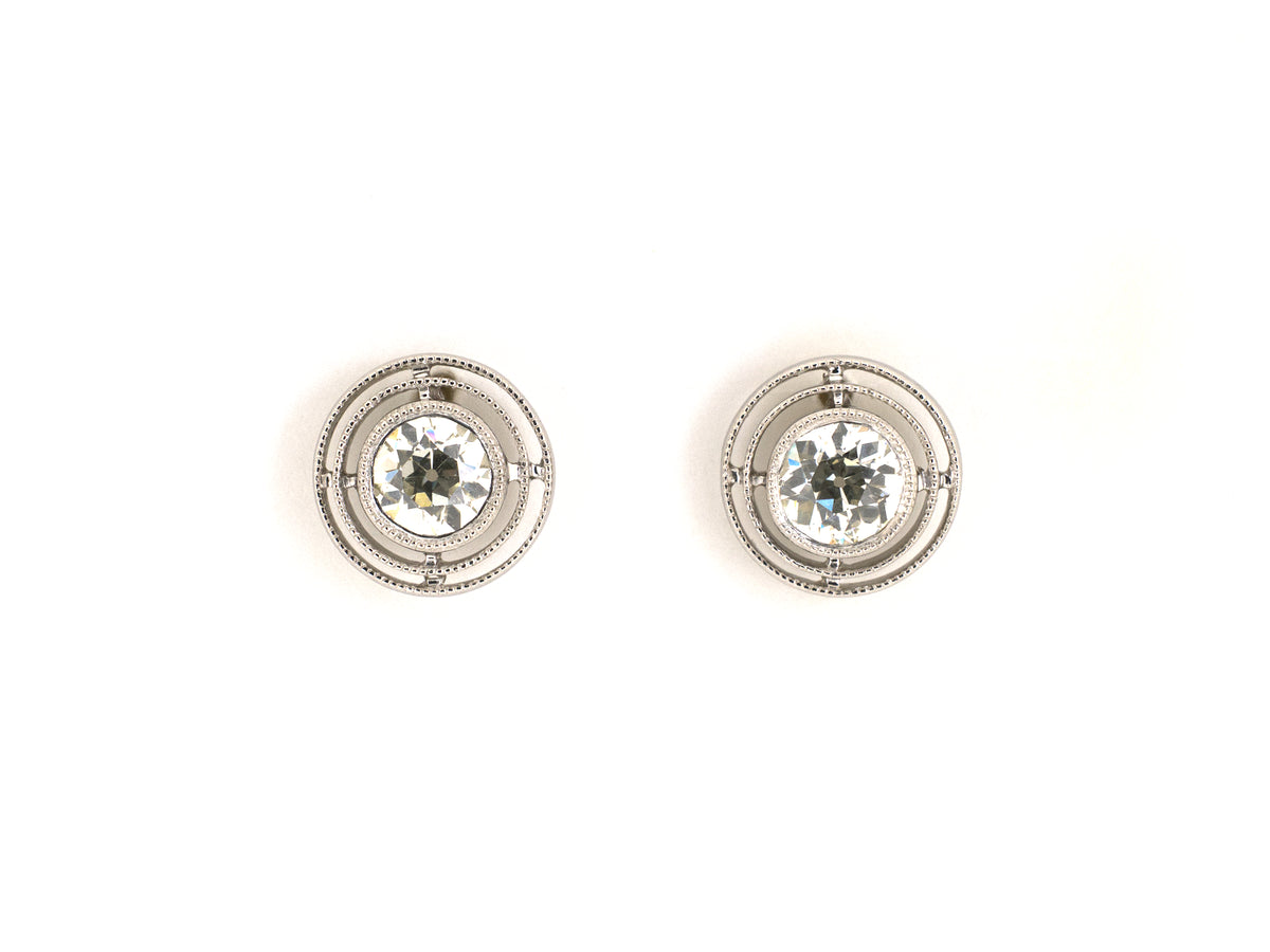 54558 - Platinum Diamond Tiered Merry Widow Stud Earrings