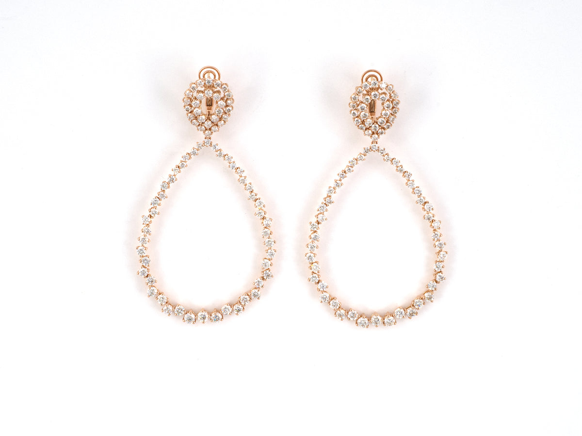 54567 - Gold Diamond Pear Shaped Open Drop Earrings