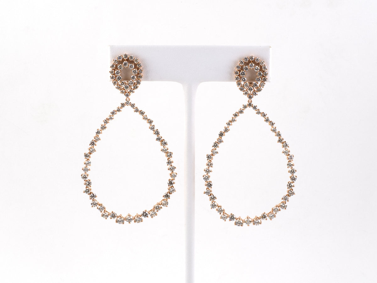 54567 - Gold Diamond Pear Shaped Open Drop Earrings