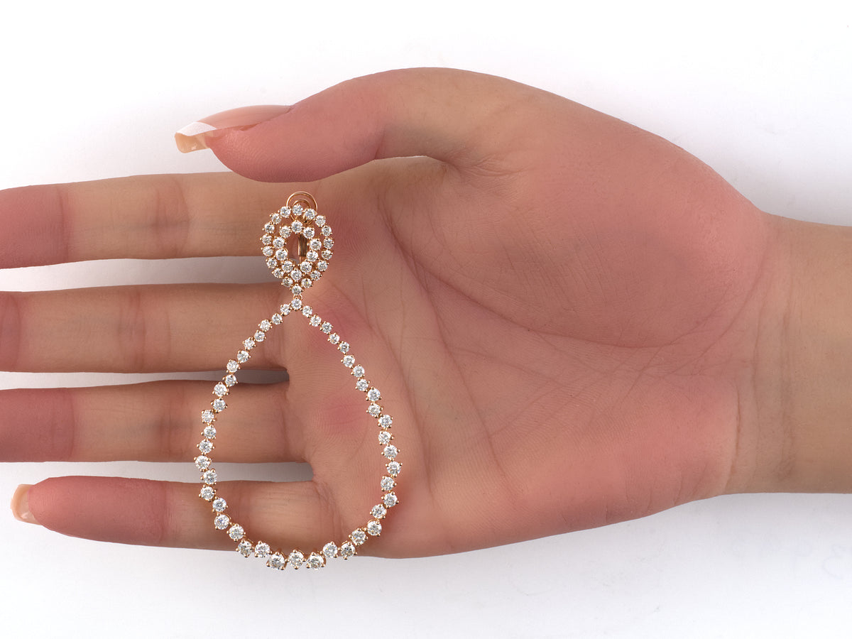 54567 - Gold Diamond Pear Shaped Open Drop Earrings