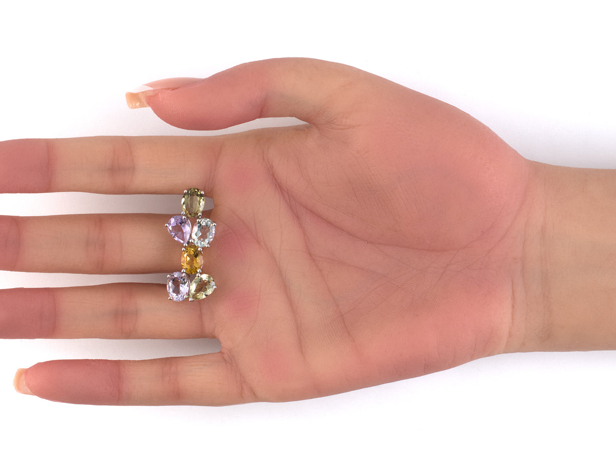 54574 - Gold Citrine Amethyst Quartz Floral Cluster Drop Earrings