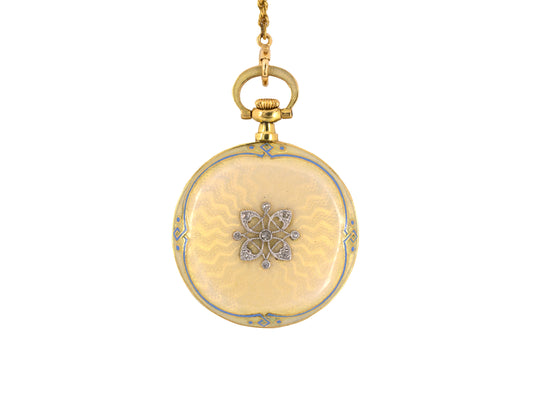 60507 - Circa 1915 Bailey, Banks & Biddle Gold Diamond Enamel Pendant Watch