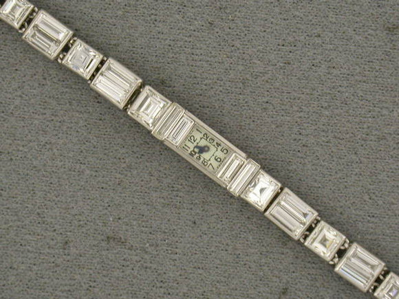 60706 SOLD Art Deco Cartier European Watch Clock Platinum Diamond Watch