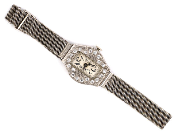 60723 - Circa 1919 Art Deco Paul Ditisheim Platinum Diamond Watch