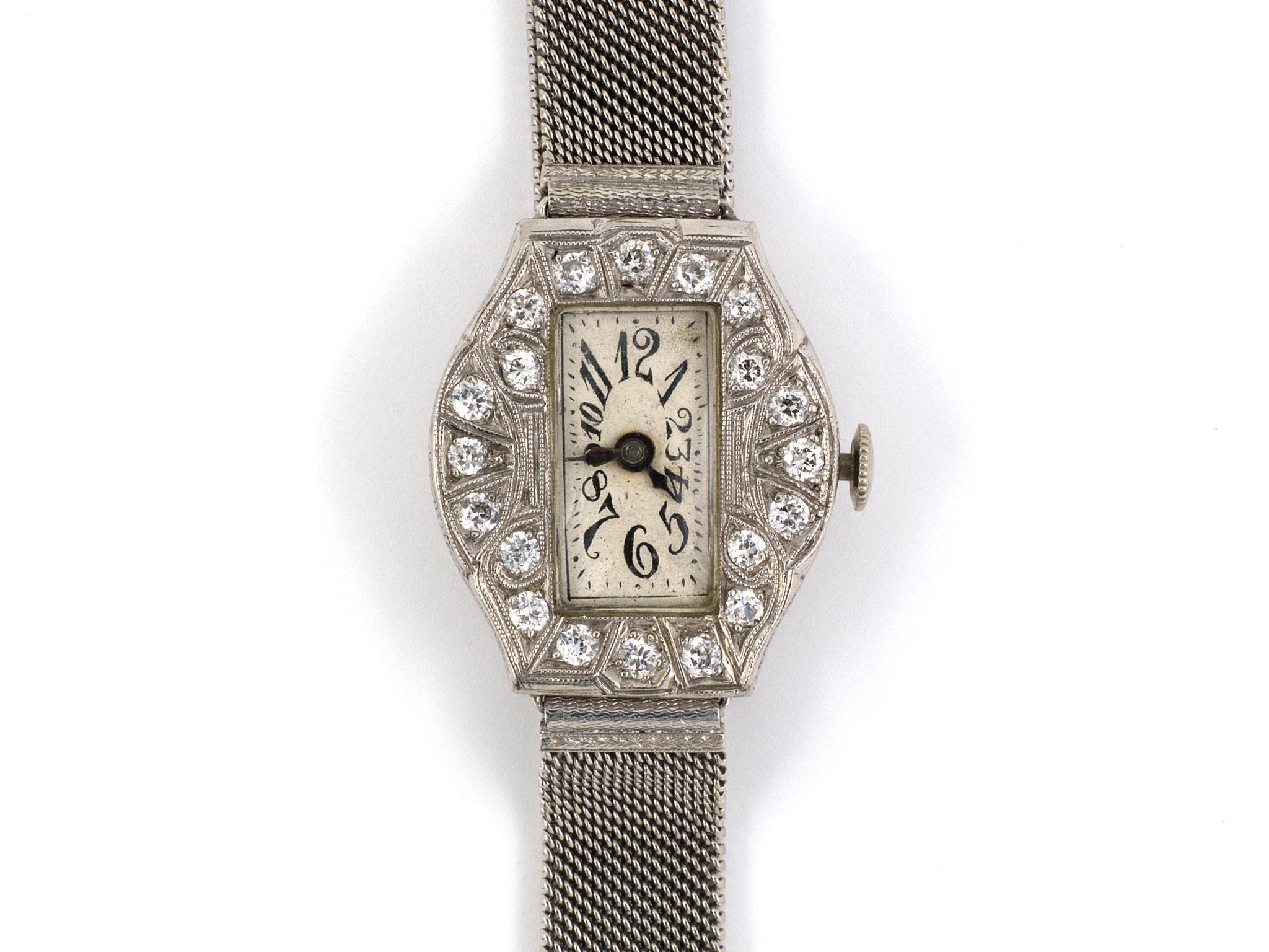 60723 - Circa 1919 Art Deco Paul Ditisheim Platinum Diamond 