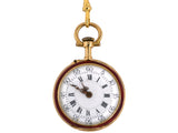 60740 - Victorian Gold Rose Diamond Red Enamel Pendant Watch