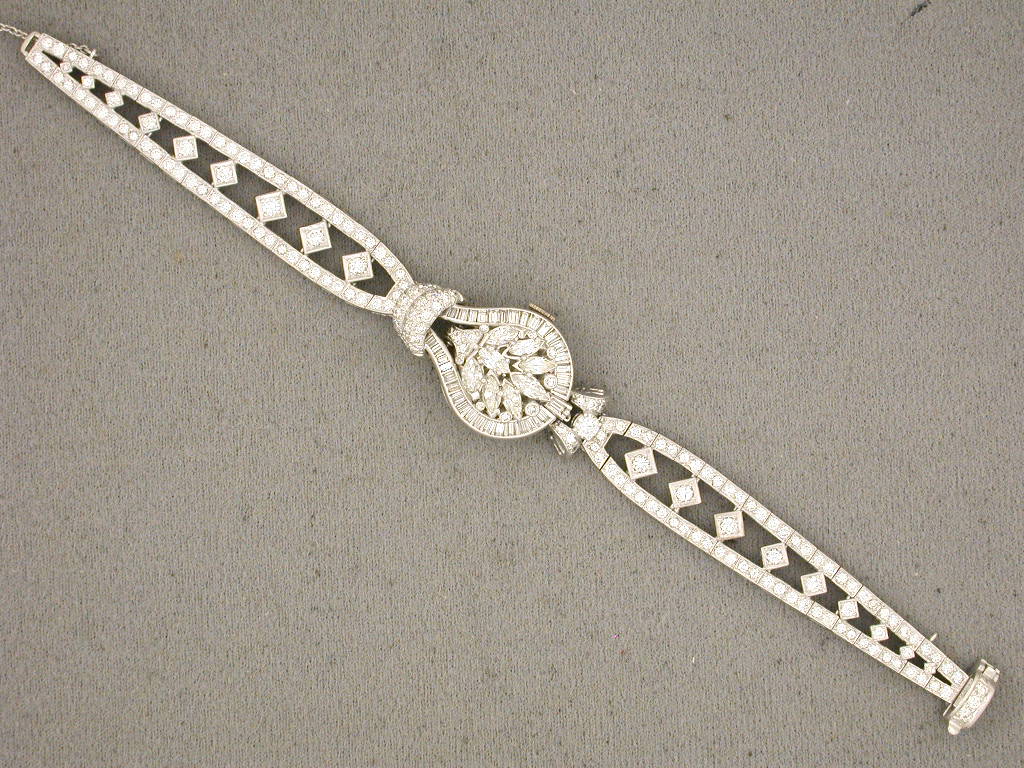 60976 - SOLD - Circa 1955 Hamilton Platinum Diamond Covered Watch