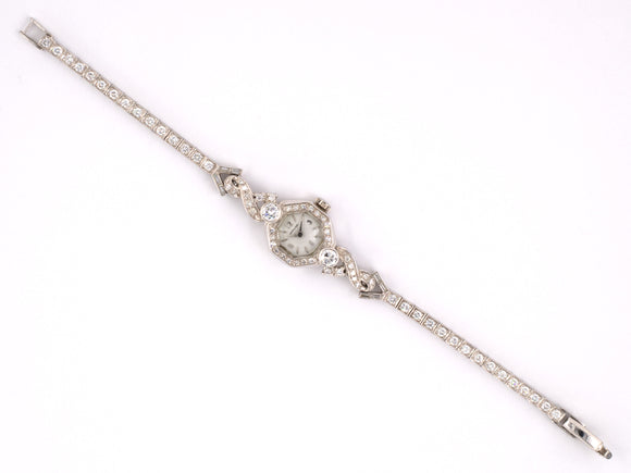 61015 - Circa 1950s Hamilton Platinum Diamond Ladies Watch