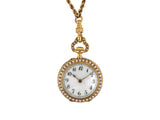 61054 - Victorian Gold 1/2 Pearl Diamond Chatelaine Pendant Watch