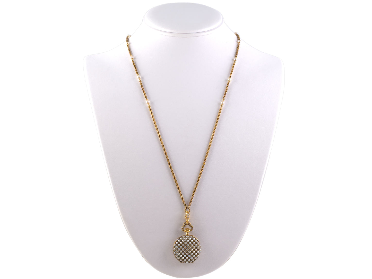 61054 - Victorian Gold 1/2 Pearl Diamond Chatelaine Pendant Watch