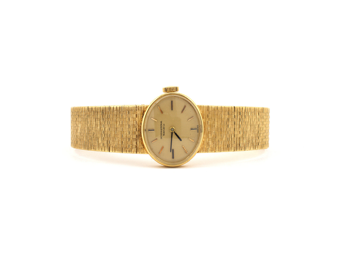 61108 - SOLD - Circa1970s International Watch Co Gold Textured Mesh Watch