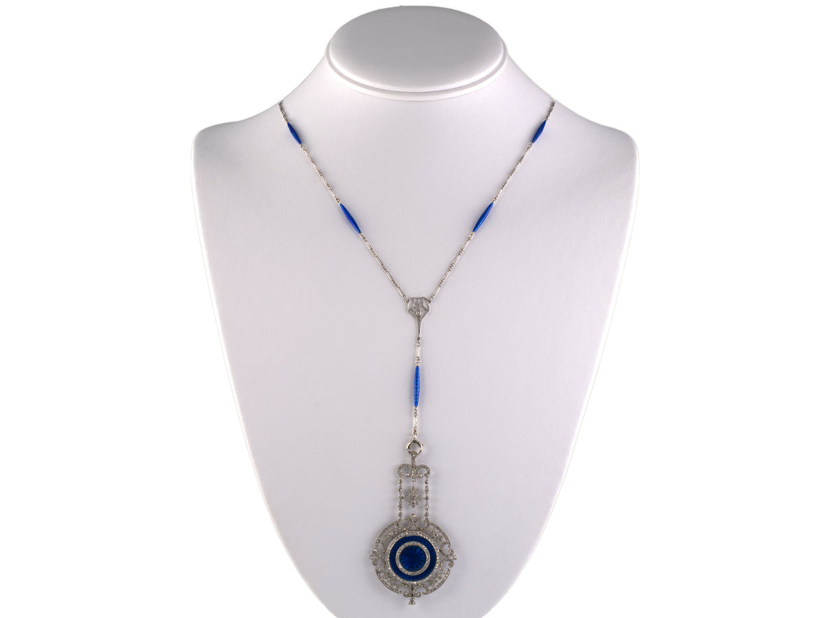 61134 - Belle Epoque Edwardian Circa 1900 Platinum Gold Diamond Enamel Pendant Watch