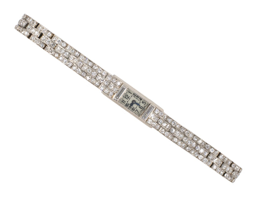 61155 - Circa 1930s Art Deco Cartier European Watch & Clock Co Platinum Diamond Watch