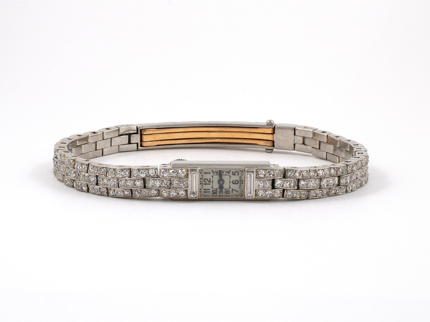 61155 - Circa 1930s Art Deco Cartier European Watch & Clock Co Platinum Diamond Watch