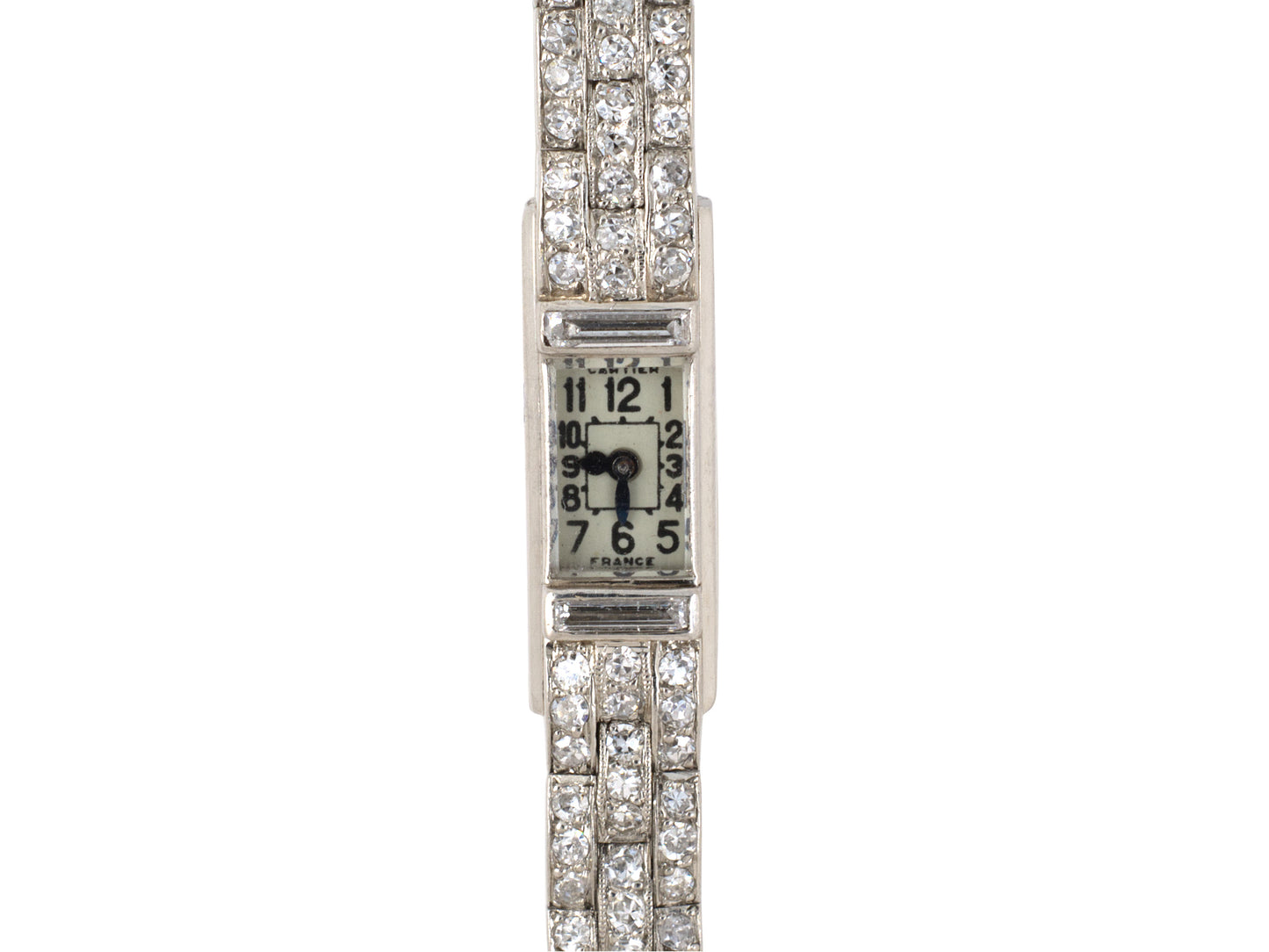 61155 - Circa 1930s Art Deco Cartier European Watch & Clock Co Platinum Diamond Watch