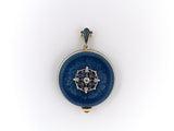 61345 - SOLD - Circa1915 Cressarrow Gold Platinum Diamond Enamel Pendant Watch