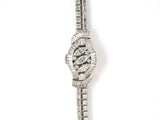 61370 - Circa 1960s Hamilton Platinum Diamond Covered 2 Row Bracelet Ladies Watch