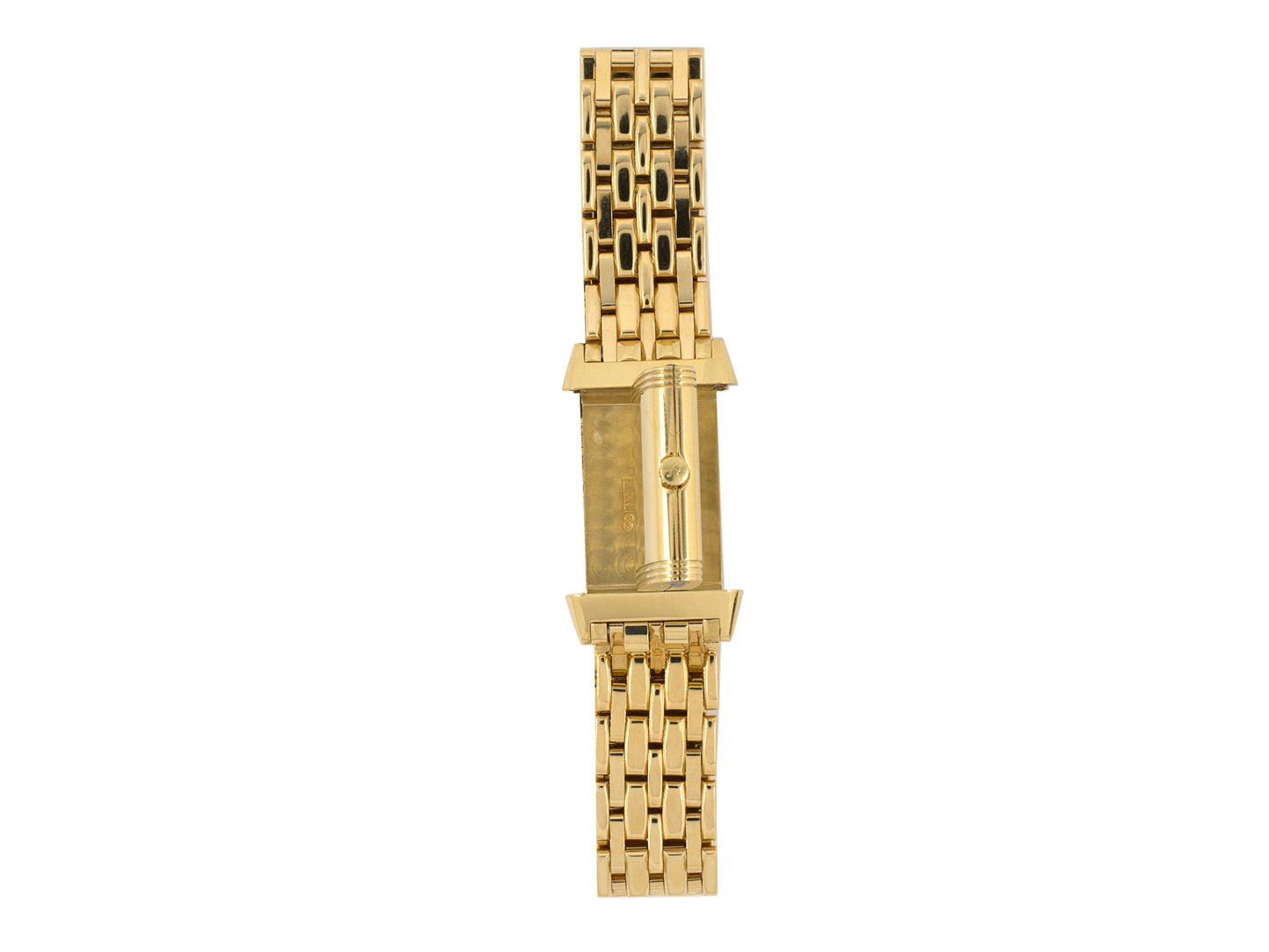 61378 - Jaeger Le Coultre Reverso Gold Off White Dial With Moon Phase Quartz Tank Style Link Bracelet Watch