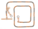 61379 - Victorian English Platinum Gold Curb Link Chain T Bar Dickens Pocket Watch Chain