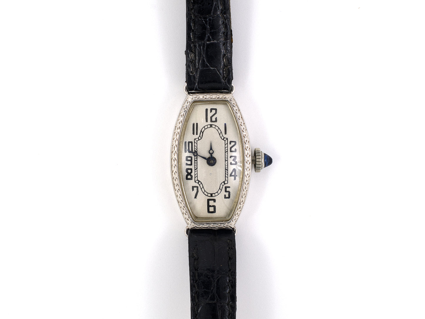 61383 - Art Deco Gold Belais Swiss Goering Watch Black Crocodile Strap