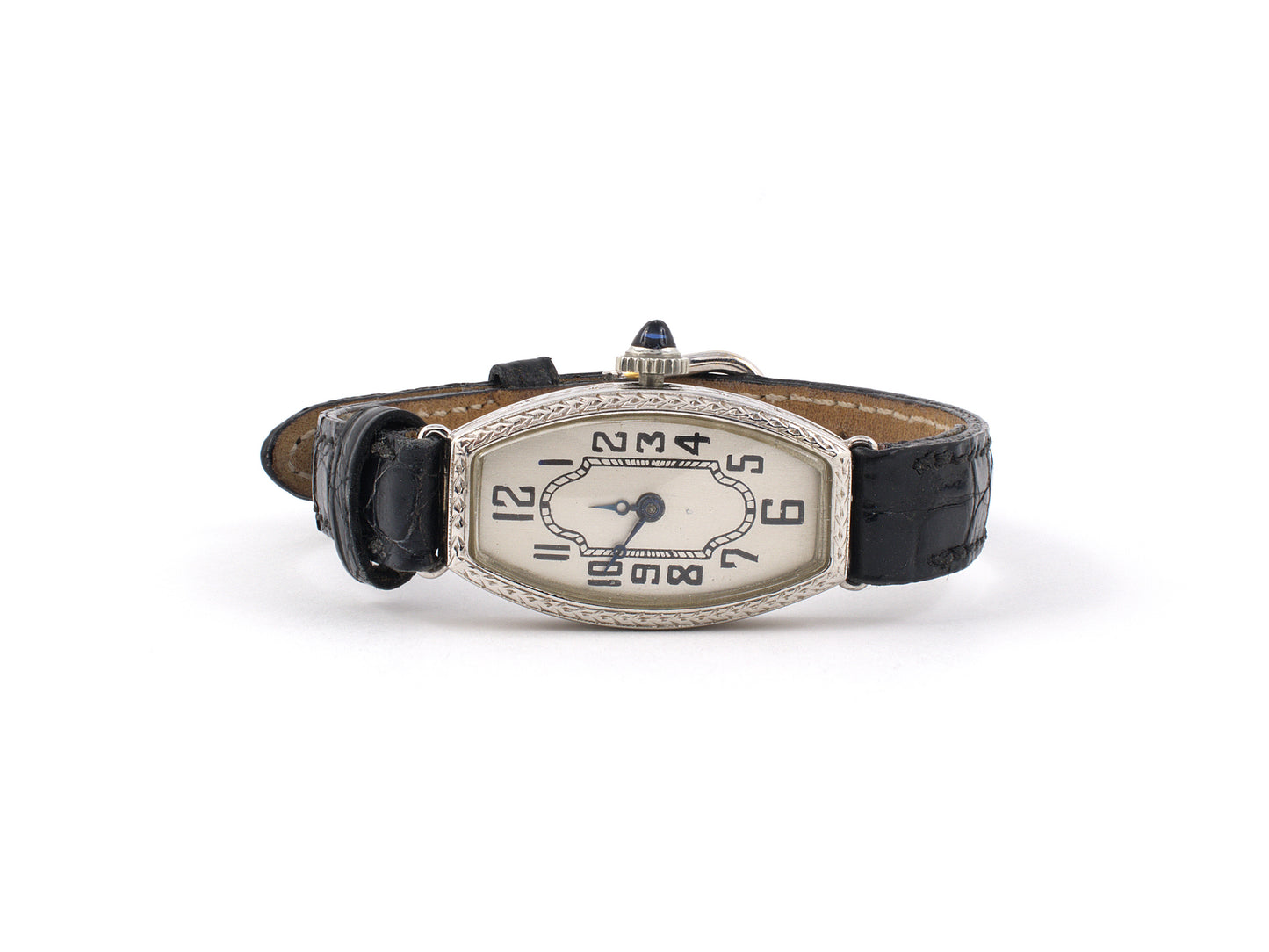 61383 - Art Deco Gold Belais Swiss Goering Watch Black Crocodile Strap