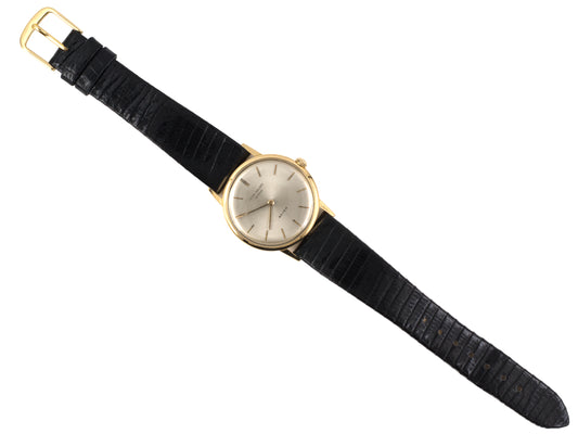 61385 - SOLD - 18K  Patek Philippe Circa 1963 Mechanical Wind Calatrava 33mm Black Lizard Attachment Wrist Watch