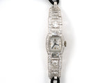 61390 - Circa 1953 Elgin Platinum Diamond Rectangular Black Cord Watch
