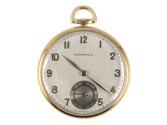 61391 - Circa 1940 Tiffany International Watch Co. Movement Cresarrow Case Gold Open Face Pocket Watch
