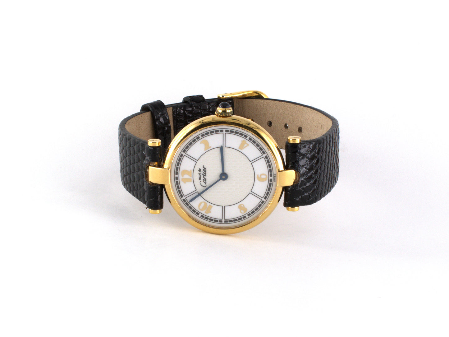 61393 - Circa 1990s Must De Cartier Vermeil 30mm Round Face Quartz Wrist Watch