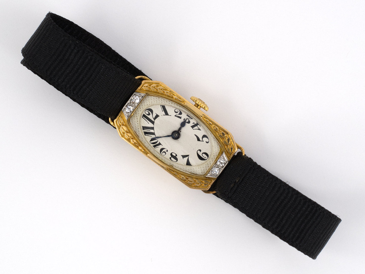 67396 - Circa 1920 Patek Philippe Gold Platinum Diamond Rectangular Face Watch