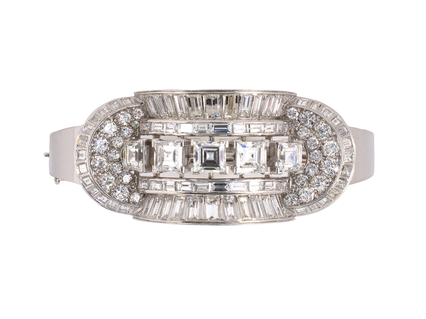 70886 - Art Deco Platinum Diamond Bangle Bracelet