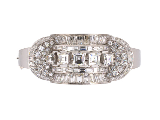 70886 - Art Deco Platinum Diamond Bangle Bracelet