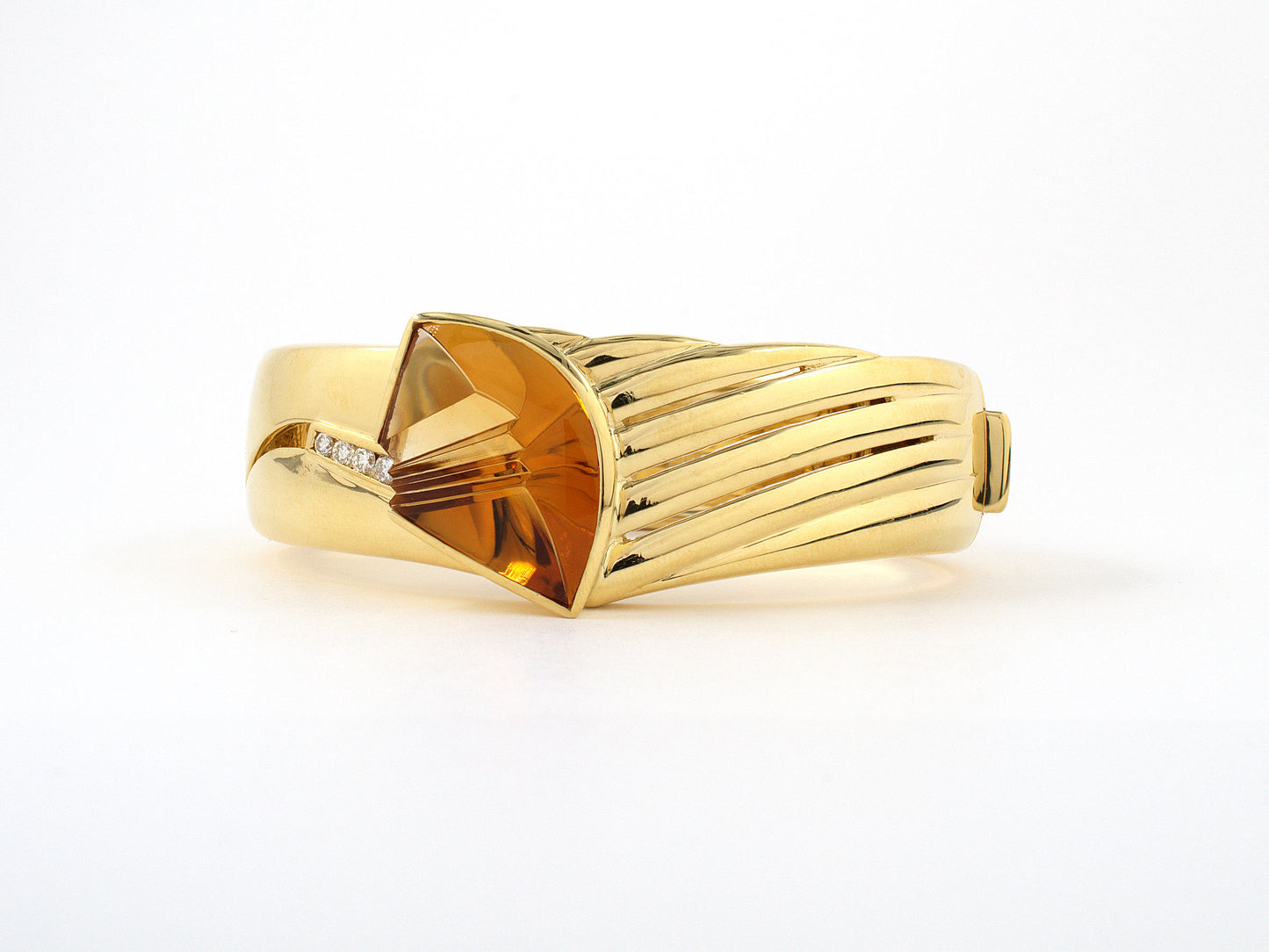 72269 - Gold Citrine Diamond Bangle Bracelet