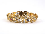 72492 - Art Nouveau Gold Diamond Emerald Ruby Sapphire Bracelet