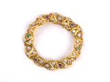 72492 - Art Nouveau Gold Diamond Emerald Ruby Sapphire Bracelet