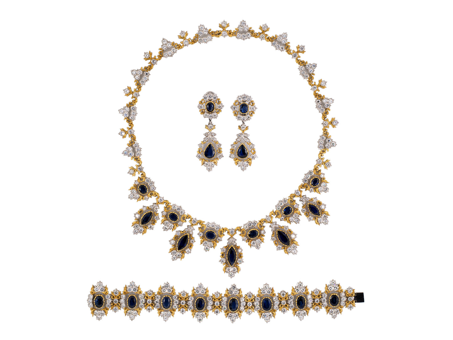 72522 - SOLD - Circa 1980 Buccellati Gold Sapphire Diamond Bracelet