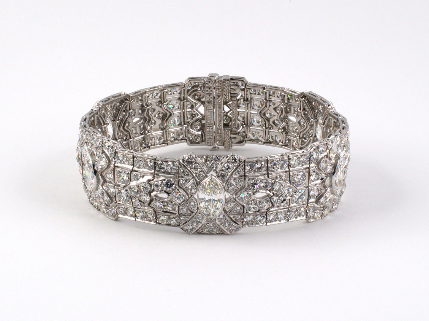 72546 - Art Deco Katz & Ogush Platinum GIA Diamond Bracelet